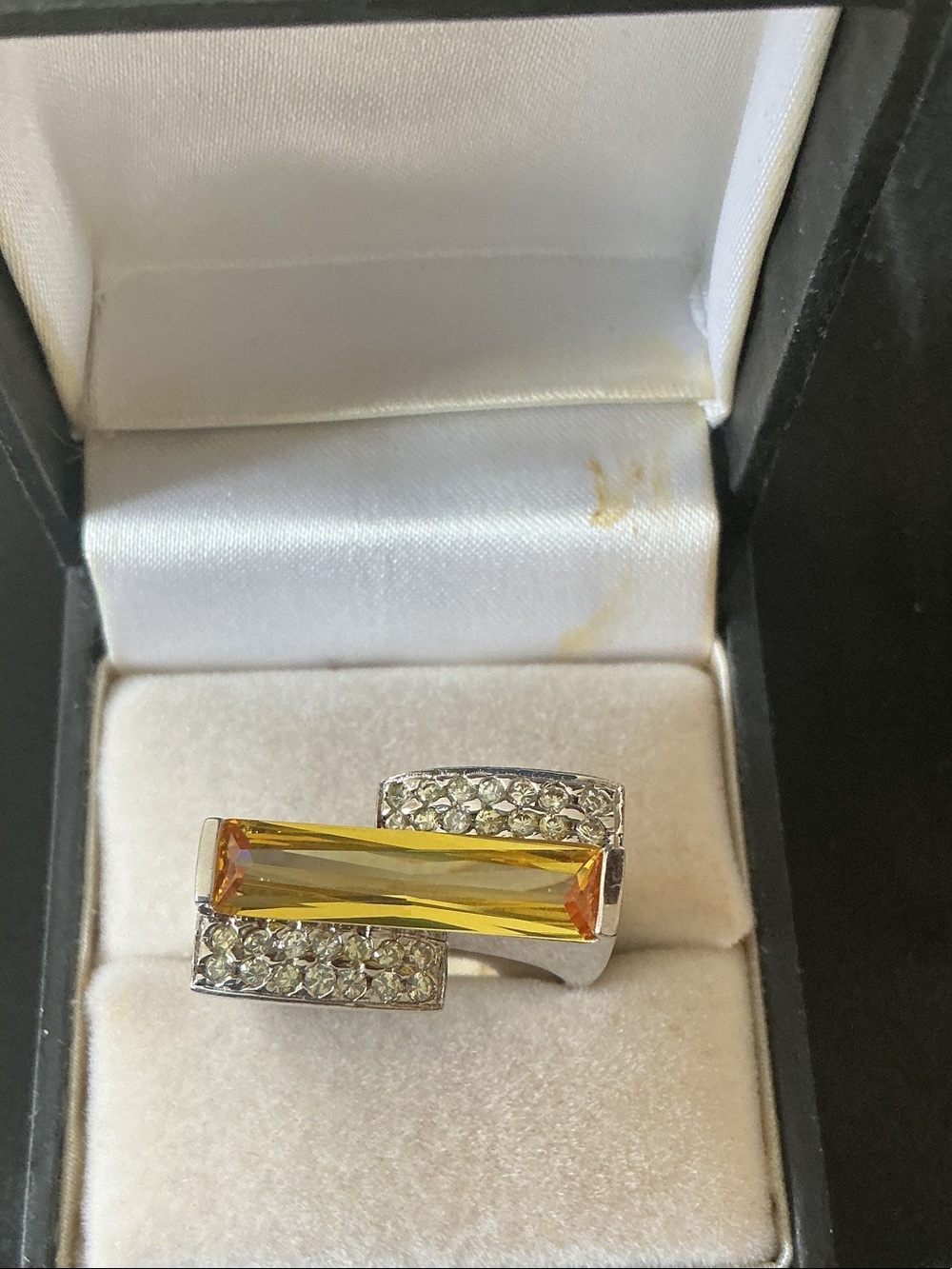 Yellow Crystal Statement Ring - Women Jewelry